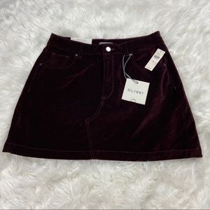Burgundy velvet skirt DL1961